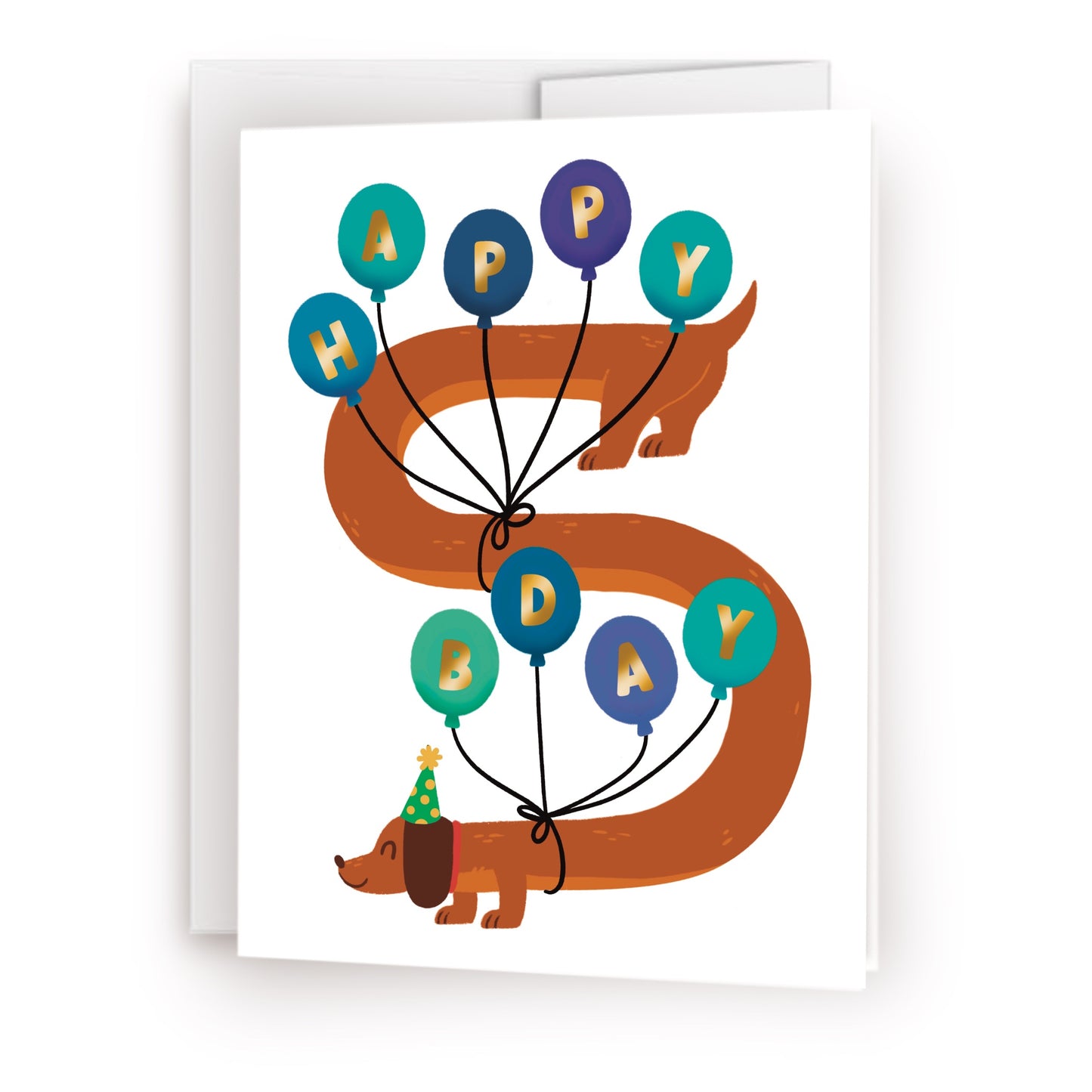 Birthday Balloons Dachschund Greeting Card