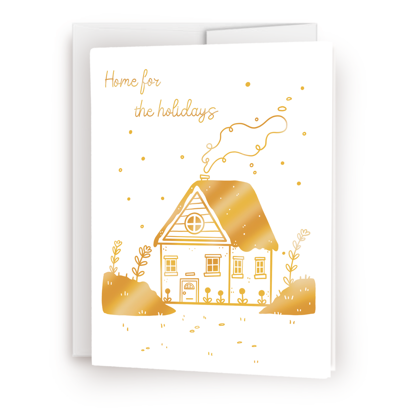 Home For The Holidays Gold Foiled Greeting Card