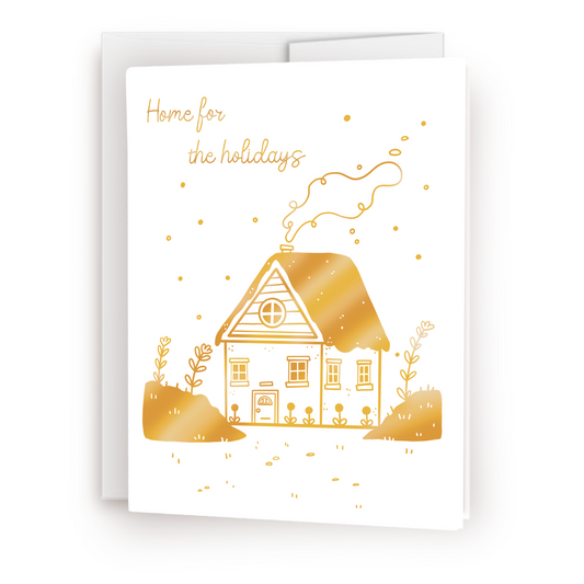 Home For The Holidays Gold Foiled Greeting Card