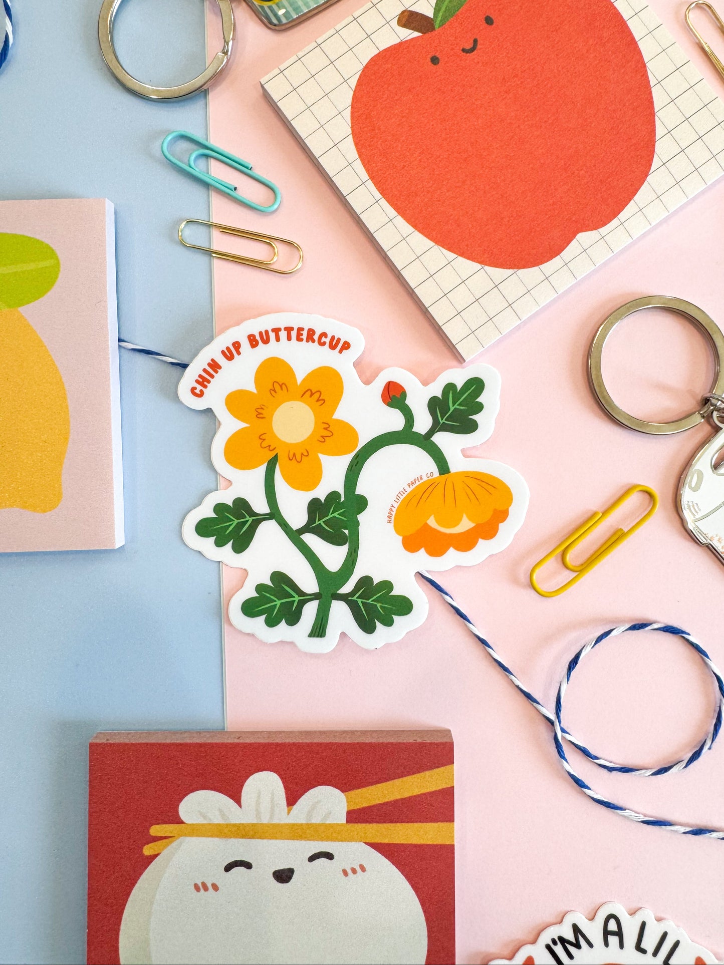Vinyl Sticker-Chin Up Buttercup (Flower, Pun, Motivational, Affirmation)