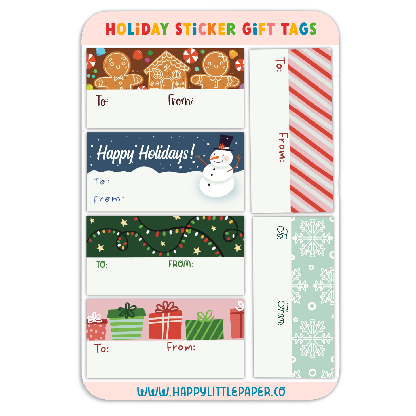 Christmas Holiday Gift Tags Sticker Sheet Style 2