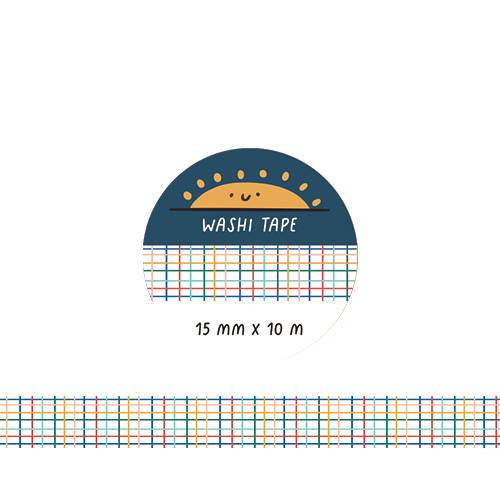 Rainbow Plaid Grid Washi Tape