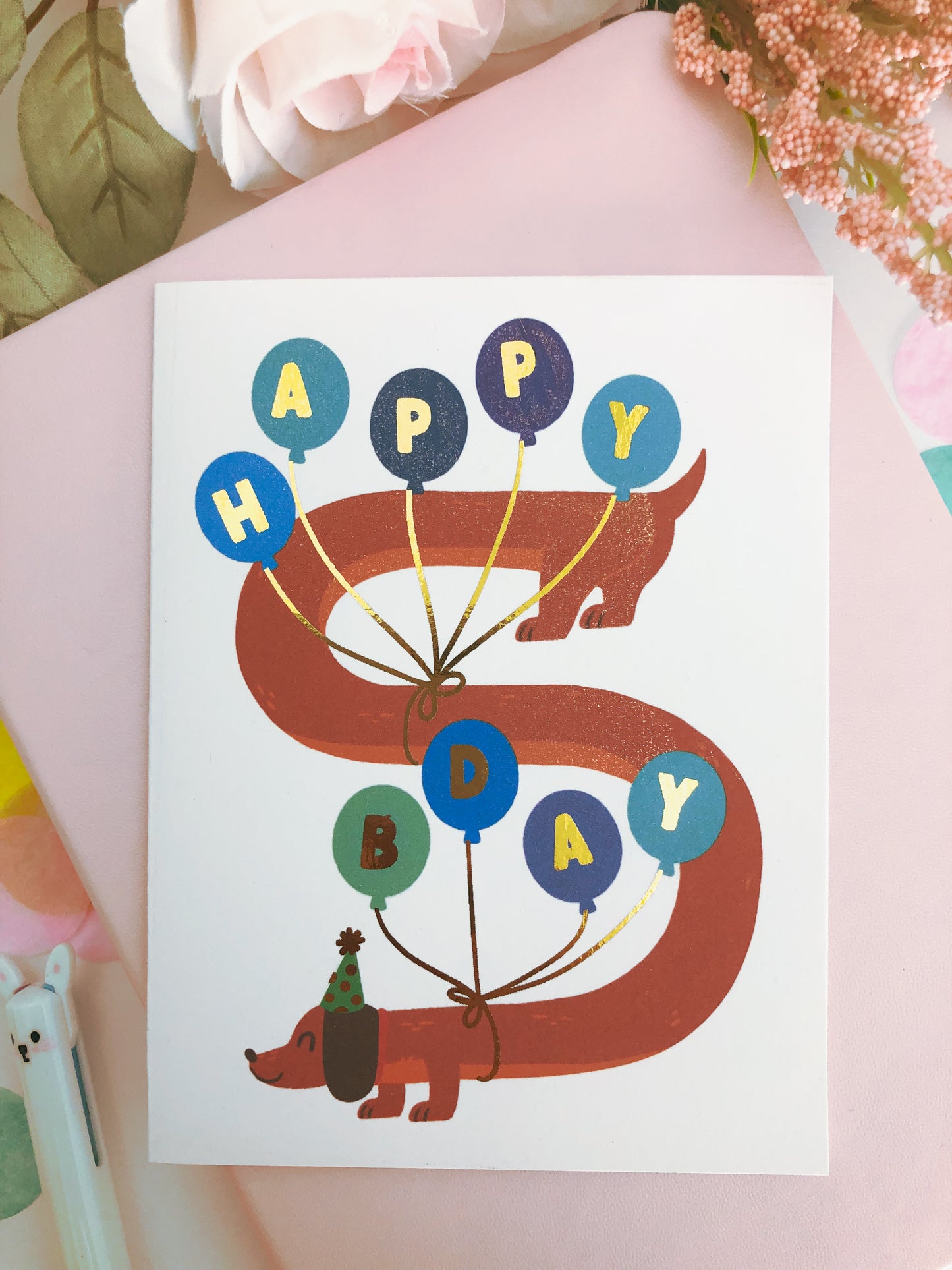 Birthday Balloons Dachschund Greeting Card