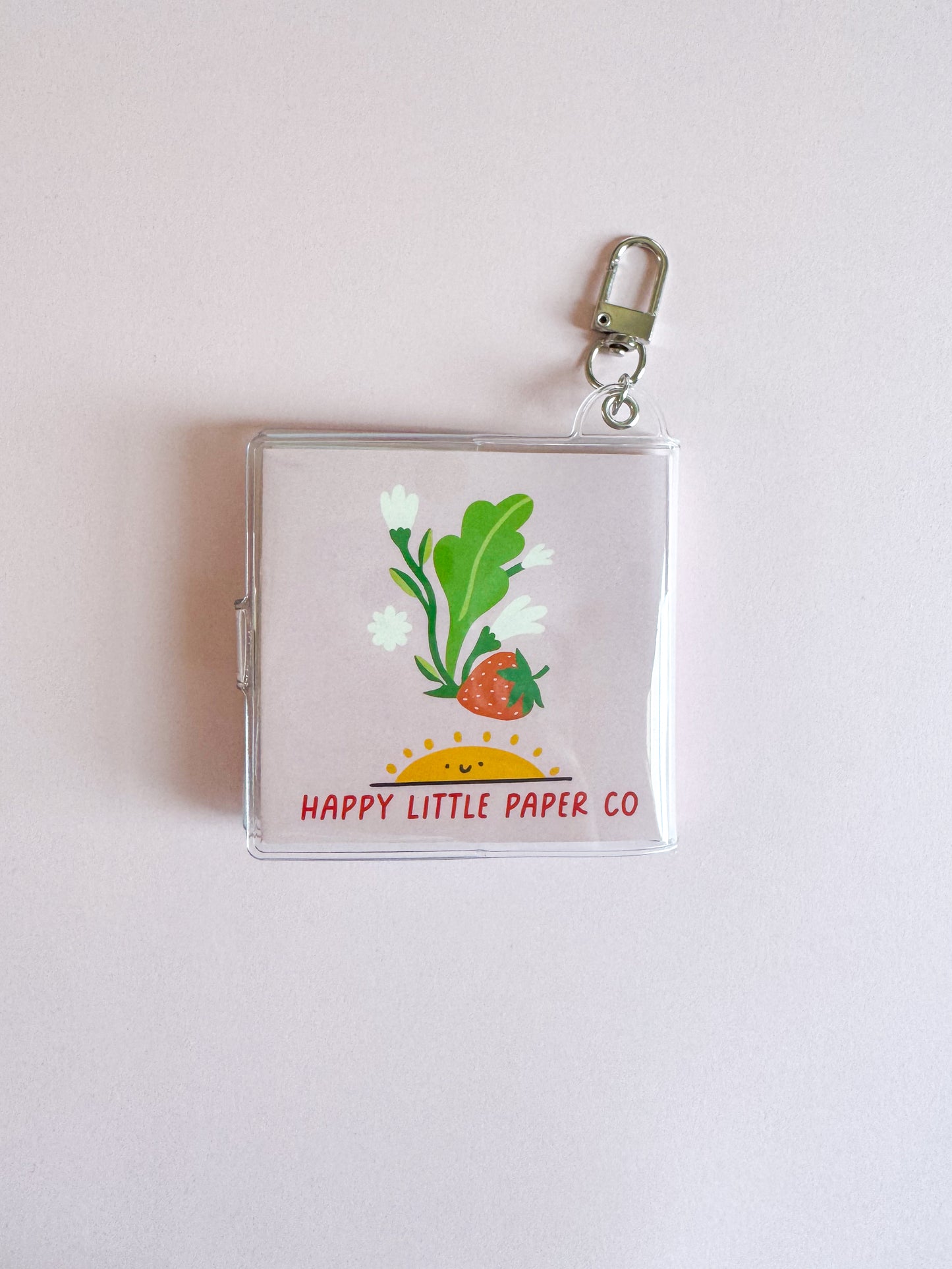 Mini Notebook Bag Charm Keychain - Strawberry (Food, Summer, Fruit)