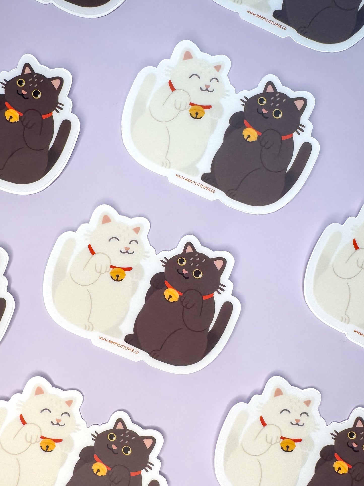 Vinyl Sticker-Maneki Neko Lucky Cats (Cats, Lucky, Asian)