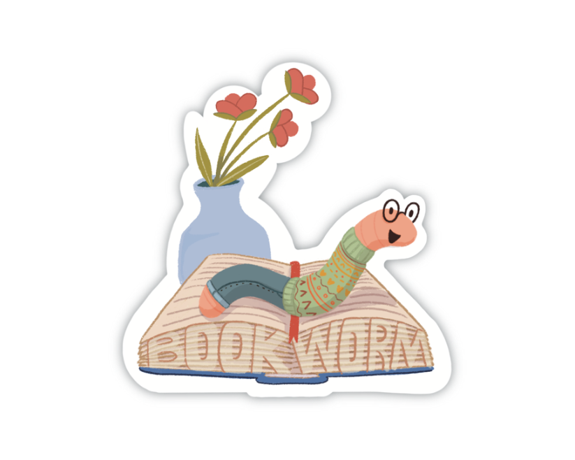 Book Worm Sticker