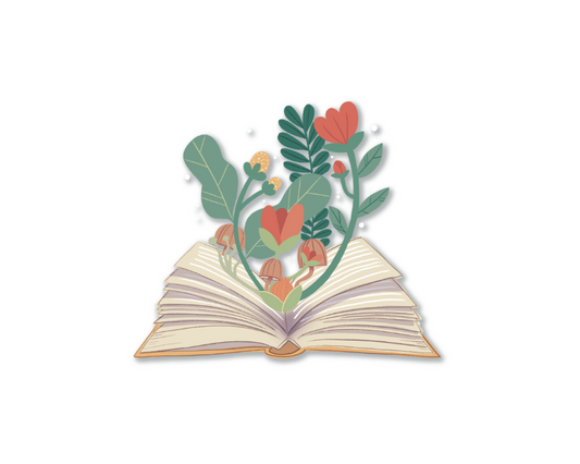 Blooming Floral Book Transparent Sticker