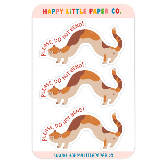 Transparent Do Not Bend Calico Cat Sticker
