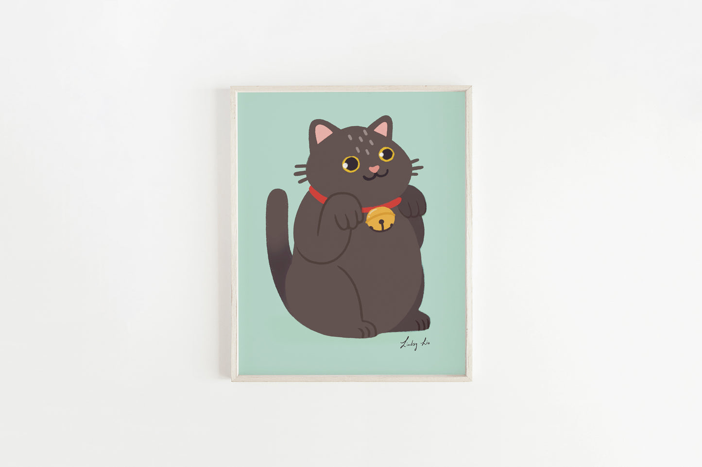 Black Lucky Cat Art Print