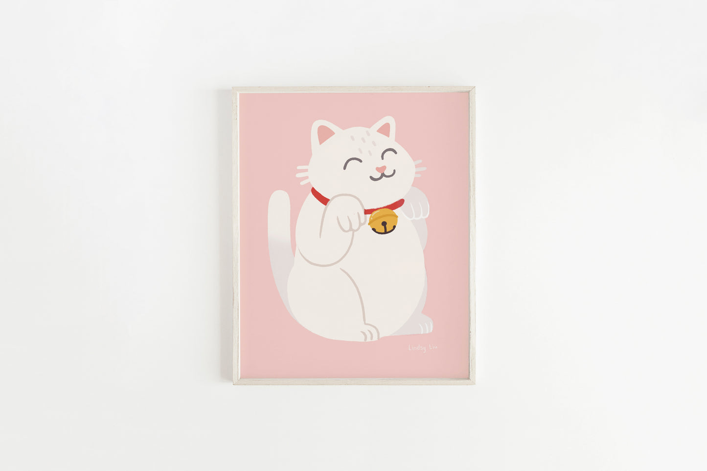 White Lucky Cat Art Print