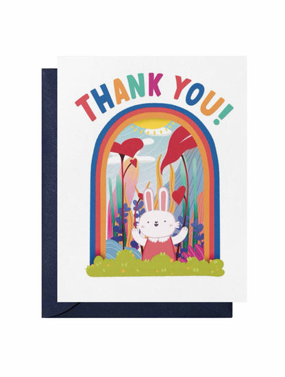 Thank You Card—Cute Rabbit (Rainbow, Kids)