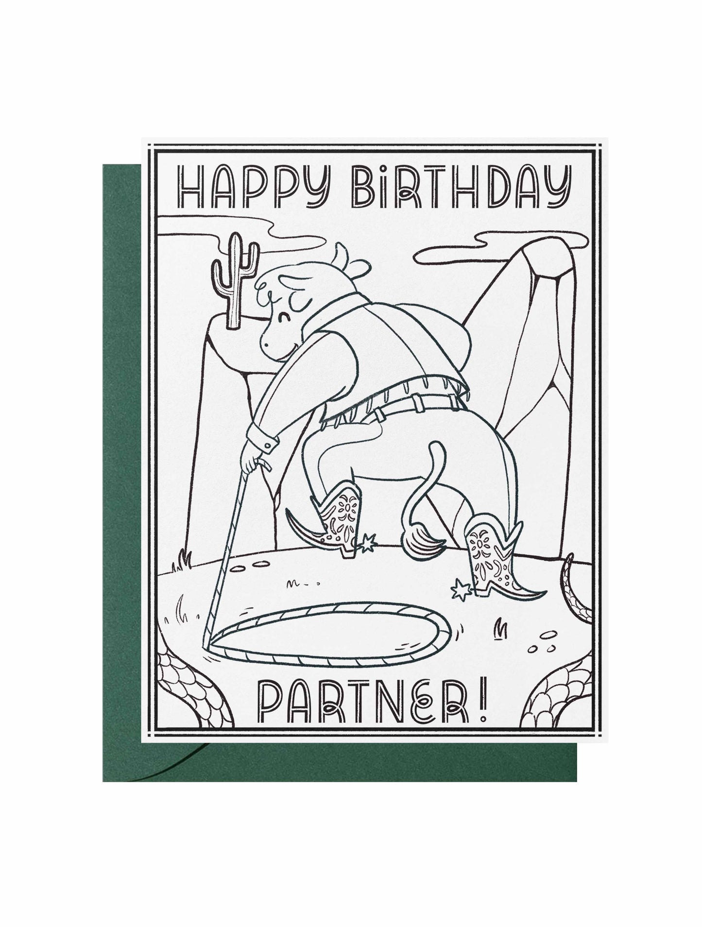 Color-Me-In Cowboy Happy Birthday Partner Greeting Card
