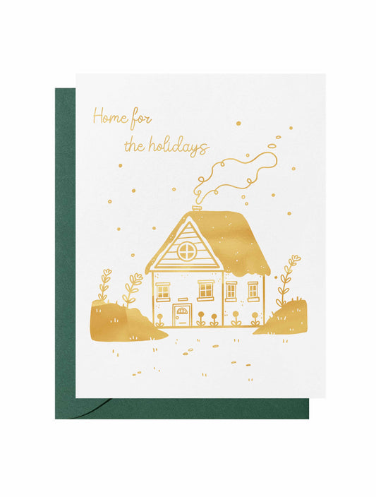 Home For The Holidays Gold Foiled Greeting Card