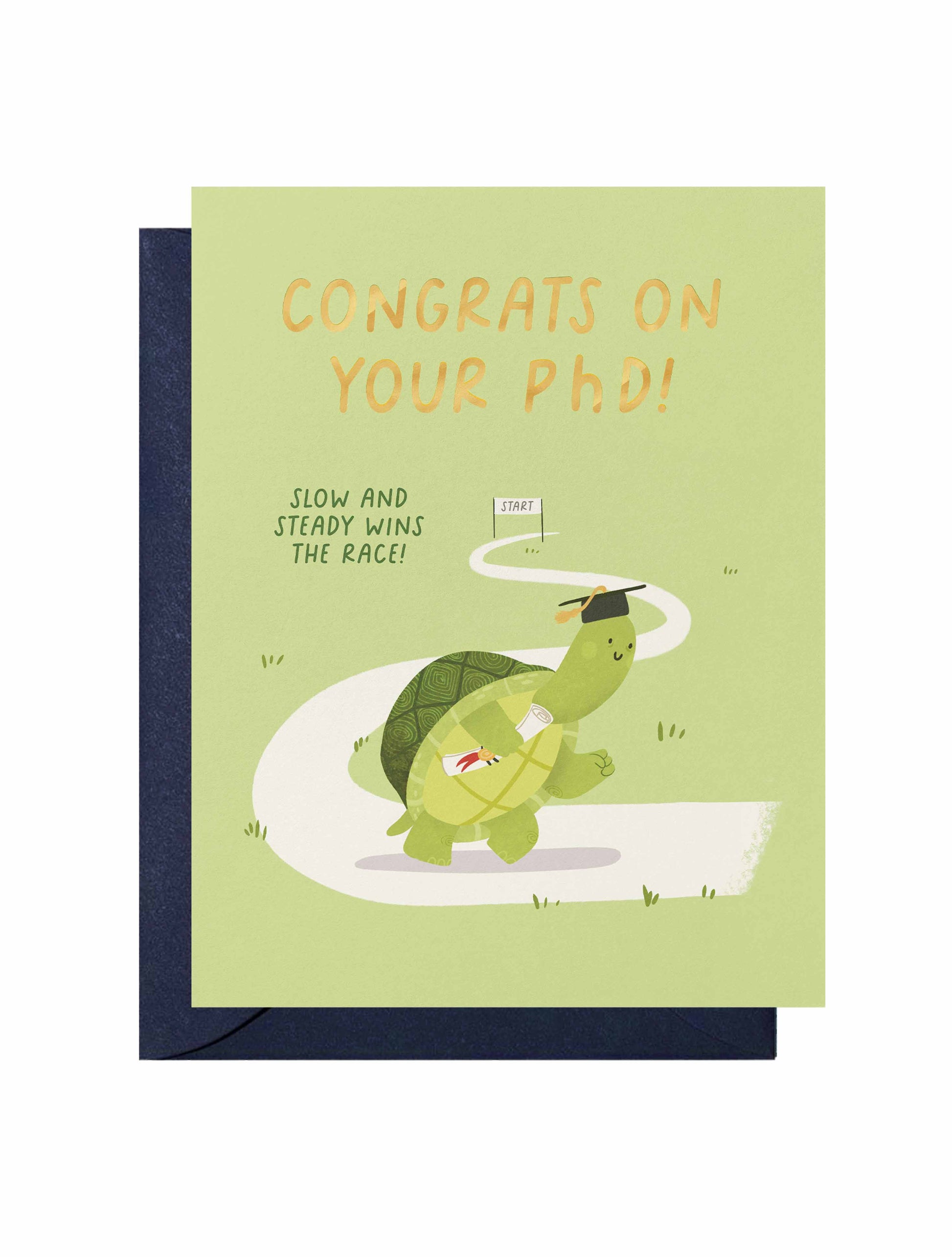 Graduation Card—Congratulations On Your PHD (Congrats, Pun, Grad, Turtle)