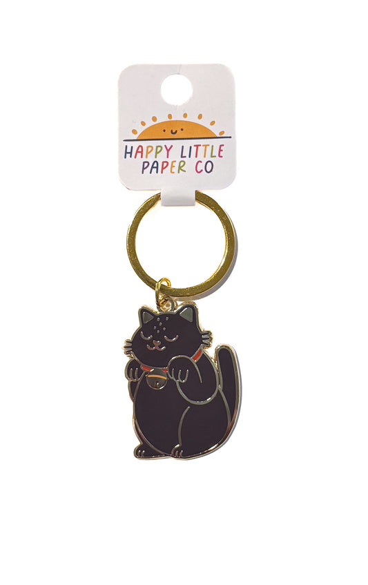 Black Cat Enamel Keychain