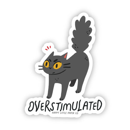 Vinyl Sticker-Overstimulated Cat (Funny, Cat, ADHD)