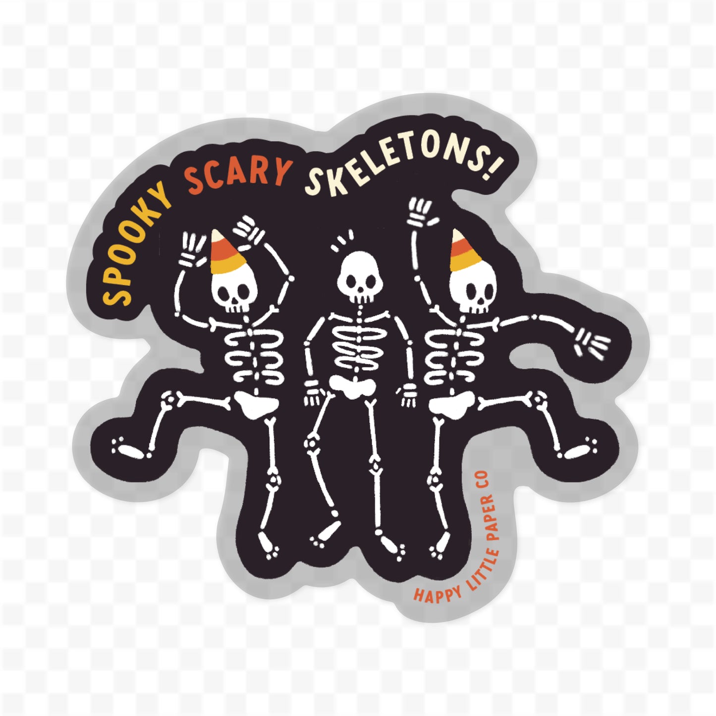 Vinyl Sticker-Spooky Scary Skeletons (Halloween, Funny, Candy Corn)