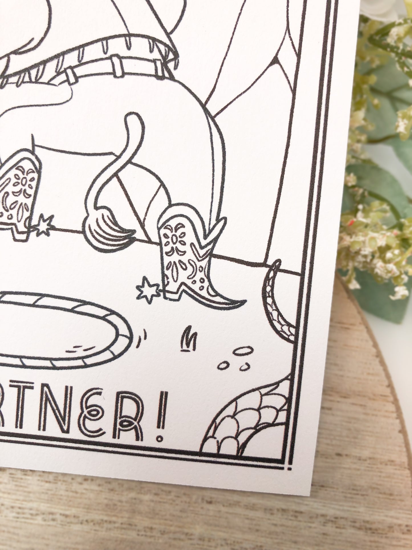 Color-Me-In Cowboy Happy Birthday Partner Greeting Card