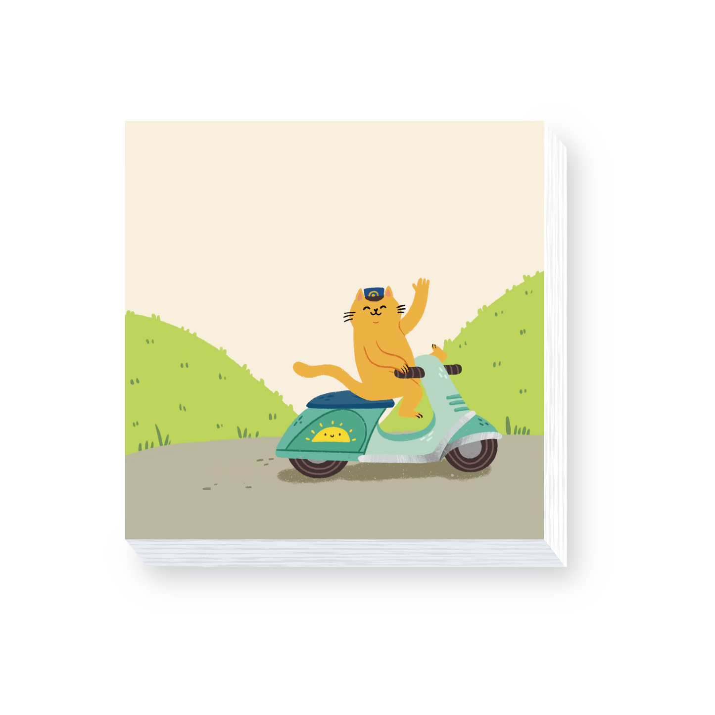 Moped Cat Post It Note