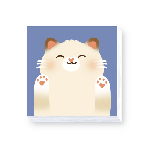 White Cat Post It Note