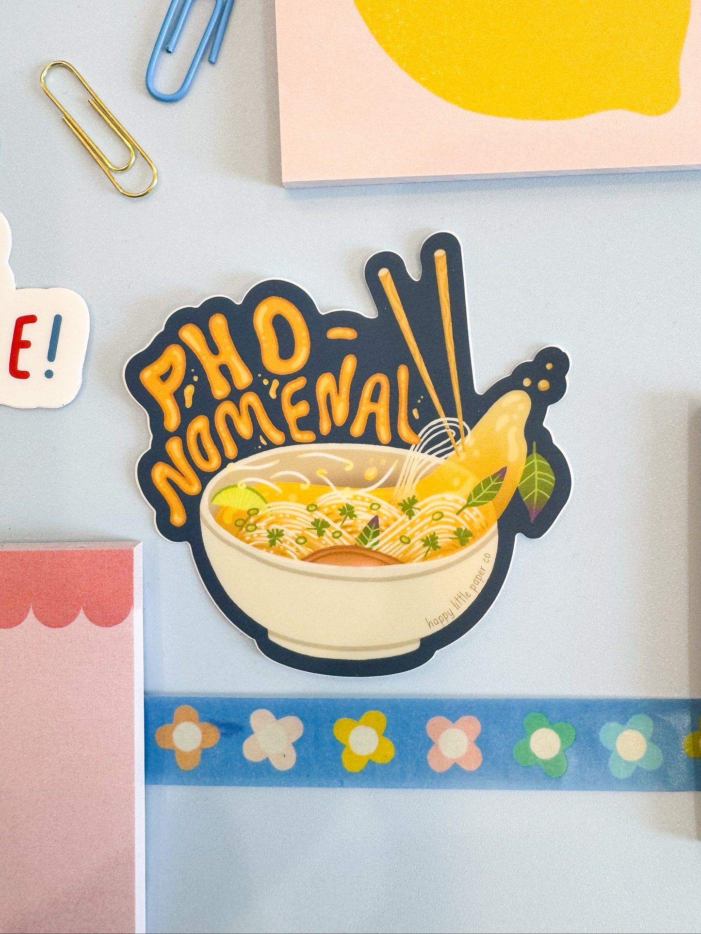 Vinyl Sticker-Pho-nomenal (Food, Pho, Asian, Noodle, Pun)