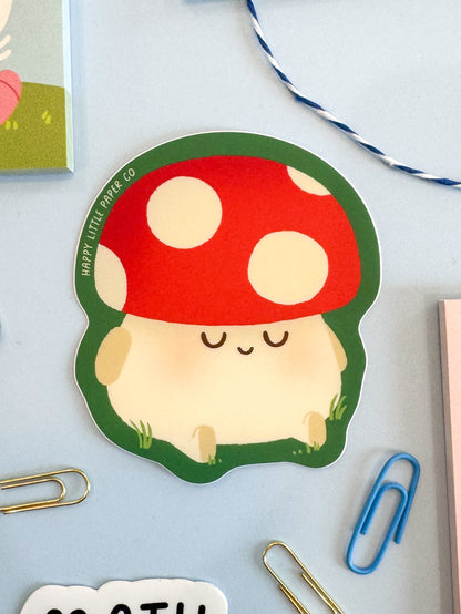 Vinyl Sticker-Mushroom (Food, Cute, Smiley)