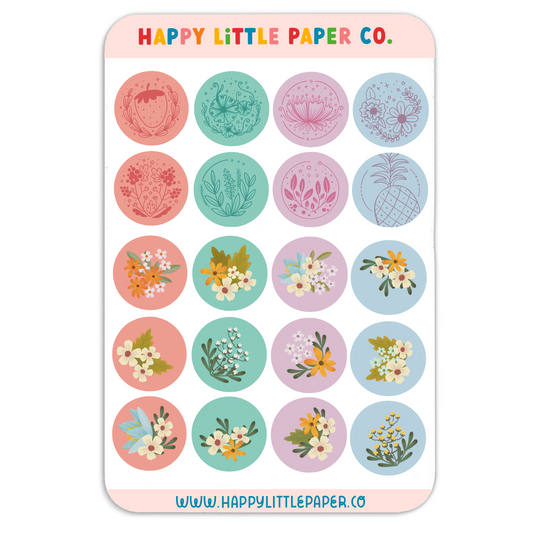 Floral Seals Sticker Sheet