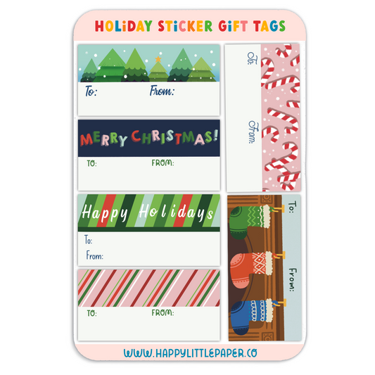 Christmas Holiday Gift Tags Sticker Sheet Style 1