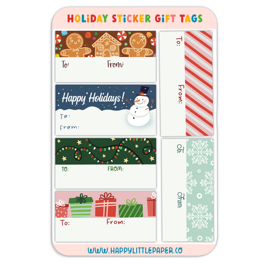 Christmas Holiday Gift Tags Sticker Sheet Style 2