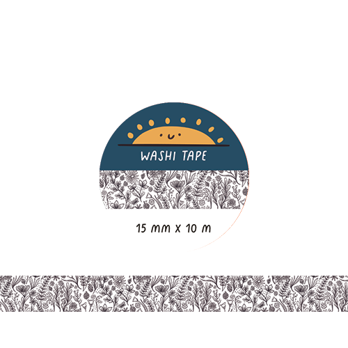 Black and White Floral Washi Tape