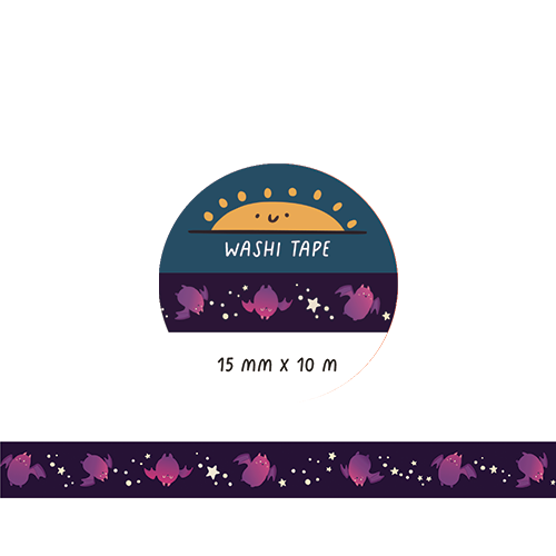 Bats Washi Tape with Silver Foil