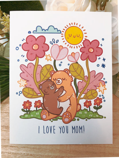 "I Love You Mom" Bear Hug Greeting Card