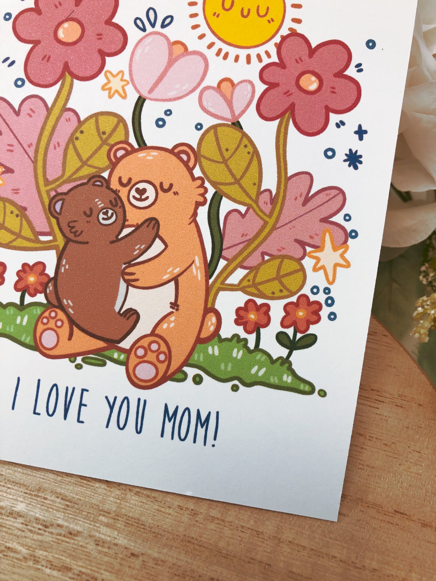 "I Love You Mom" Bear Hug Greeting Card