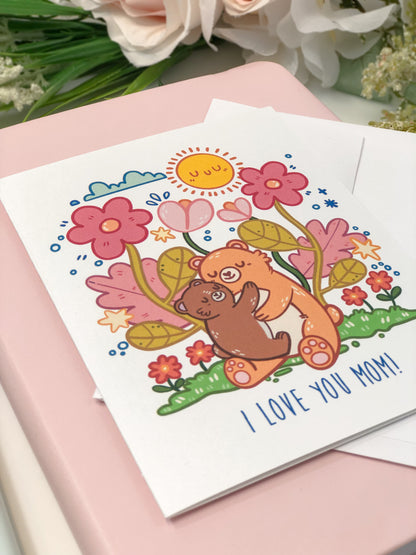 "I Love You Mom" Bear Hug Greeting Card