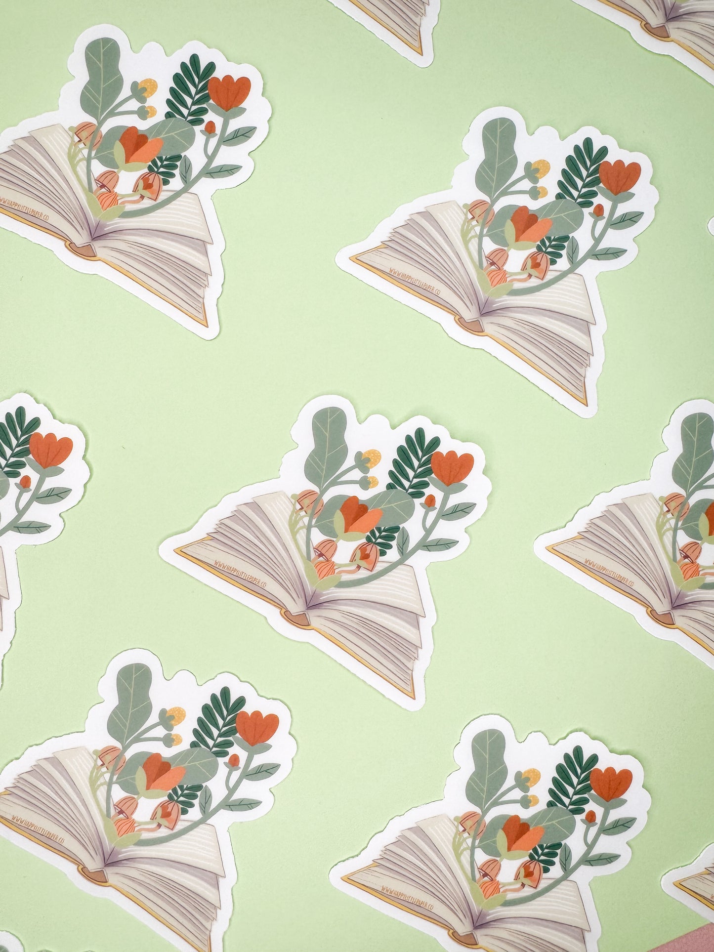 Vinyl Sticker-Blooming Floral Book (Literary, Reading)