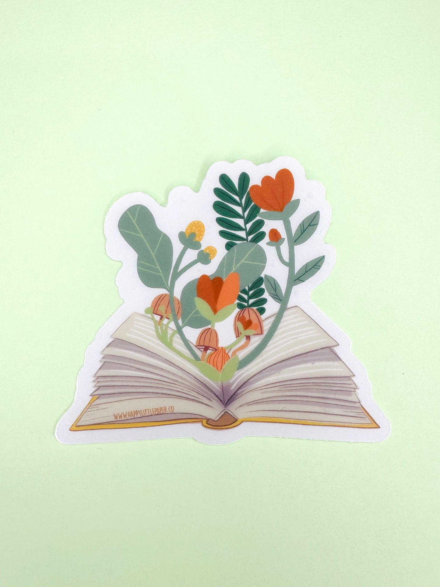 Vinyl Sticker-Blooming Floral Book (Literary, Reading)