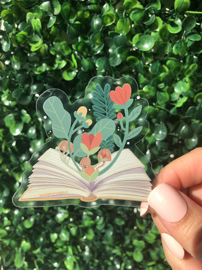 Vinyl Sticker-Blooming Floral Book (Literary, Reading)