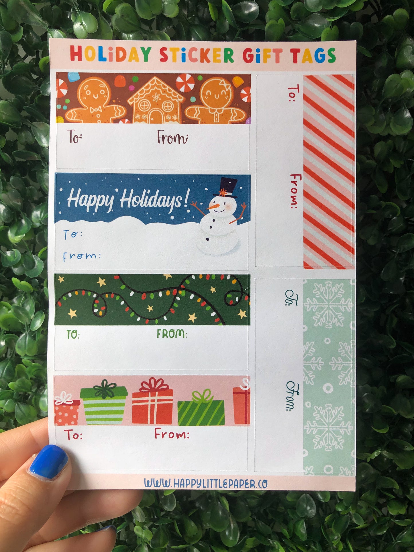 Christmas Holiday Gift Tags Sticker Sheet Style 2