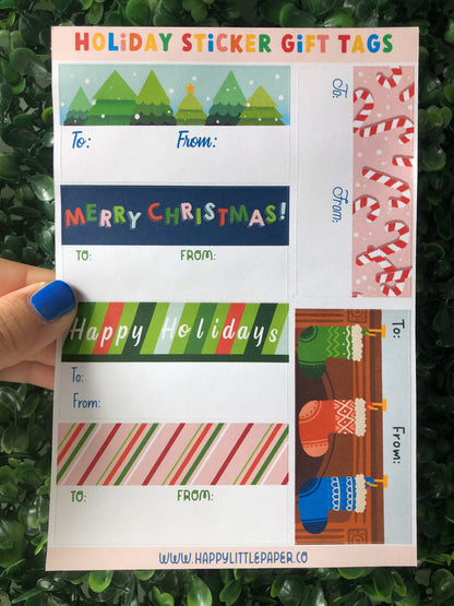 Christmas Holiday Gift Tags Sticker Sheet Style 1