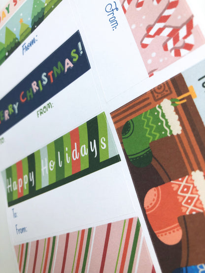 Christmas Holiday Gift Tags Sticker Sheet Style 1
