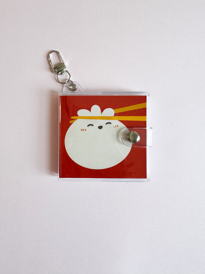 Mini Notebook Bag Charm Keychain - Dumpling (Food, Asian, Pun, Bao, Smiley)