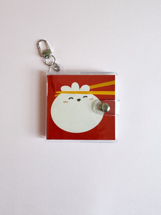 Mini Notebook Bag Charm Keychain - Dumpling (Food, Asian, Pun, Bao, Smiley)