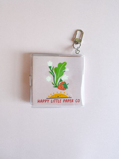 Mini Notebook Bag Charm Keychain - Strawberry (Food, Summer, Fruit)
