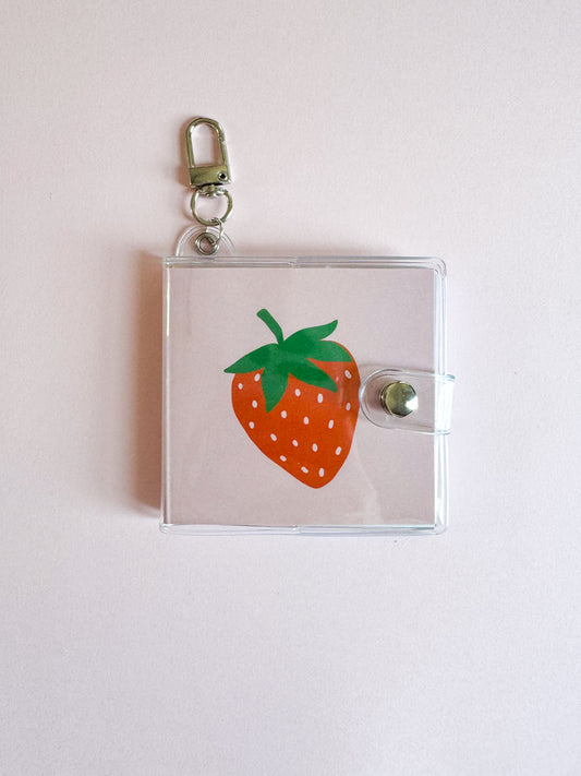 Mini Notebook Bag Charm Keychain - Strawberry (Food, Summer, Fruit)