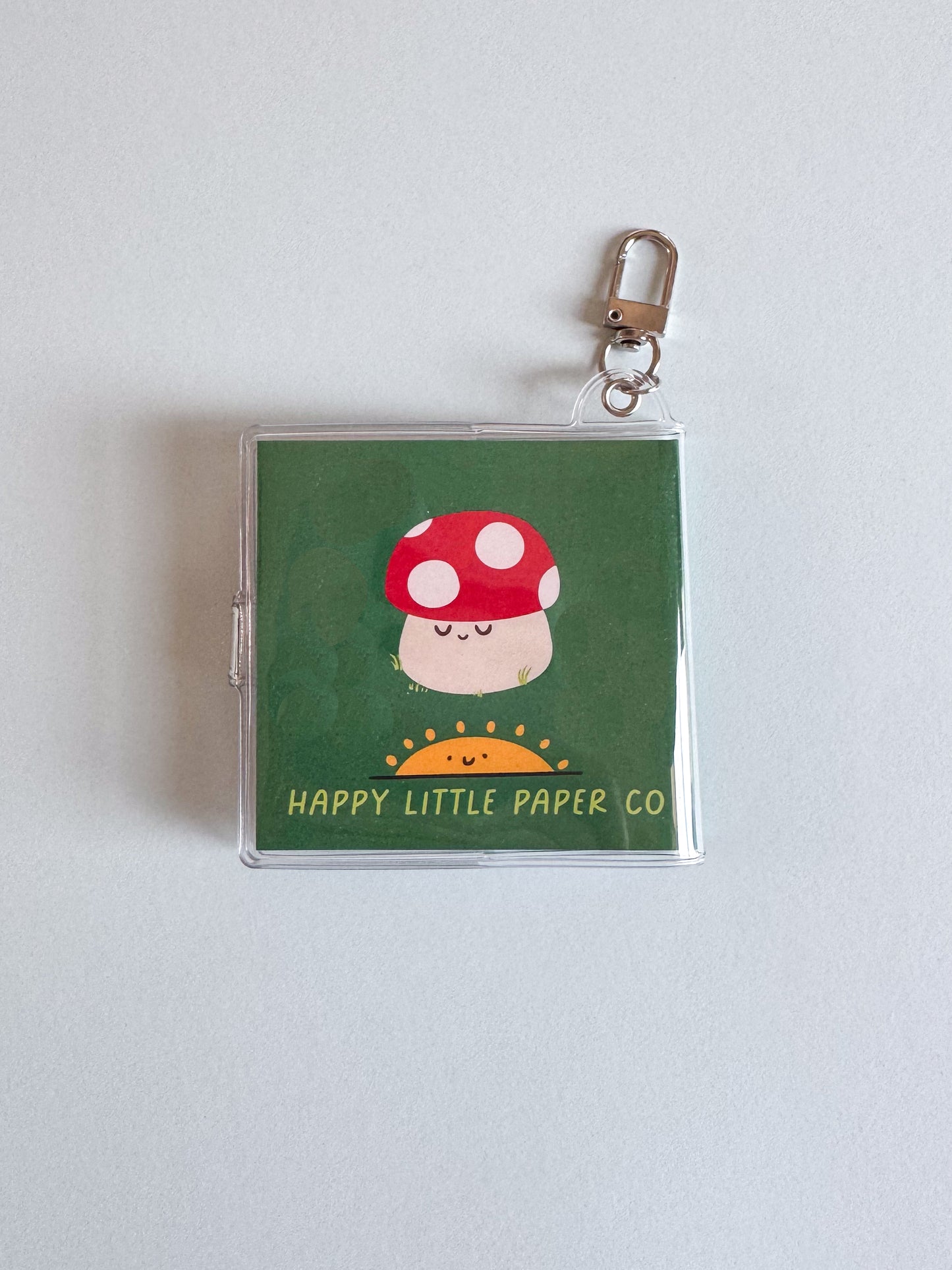 Mini Notebook Bag Charm Keychain - Mushroom (Food, Cute, Smiley)