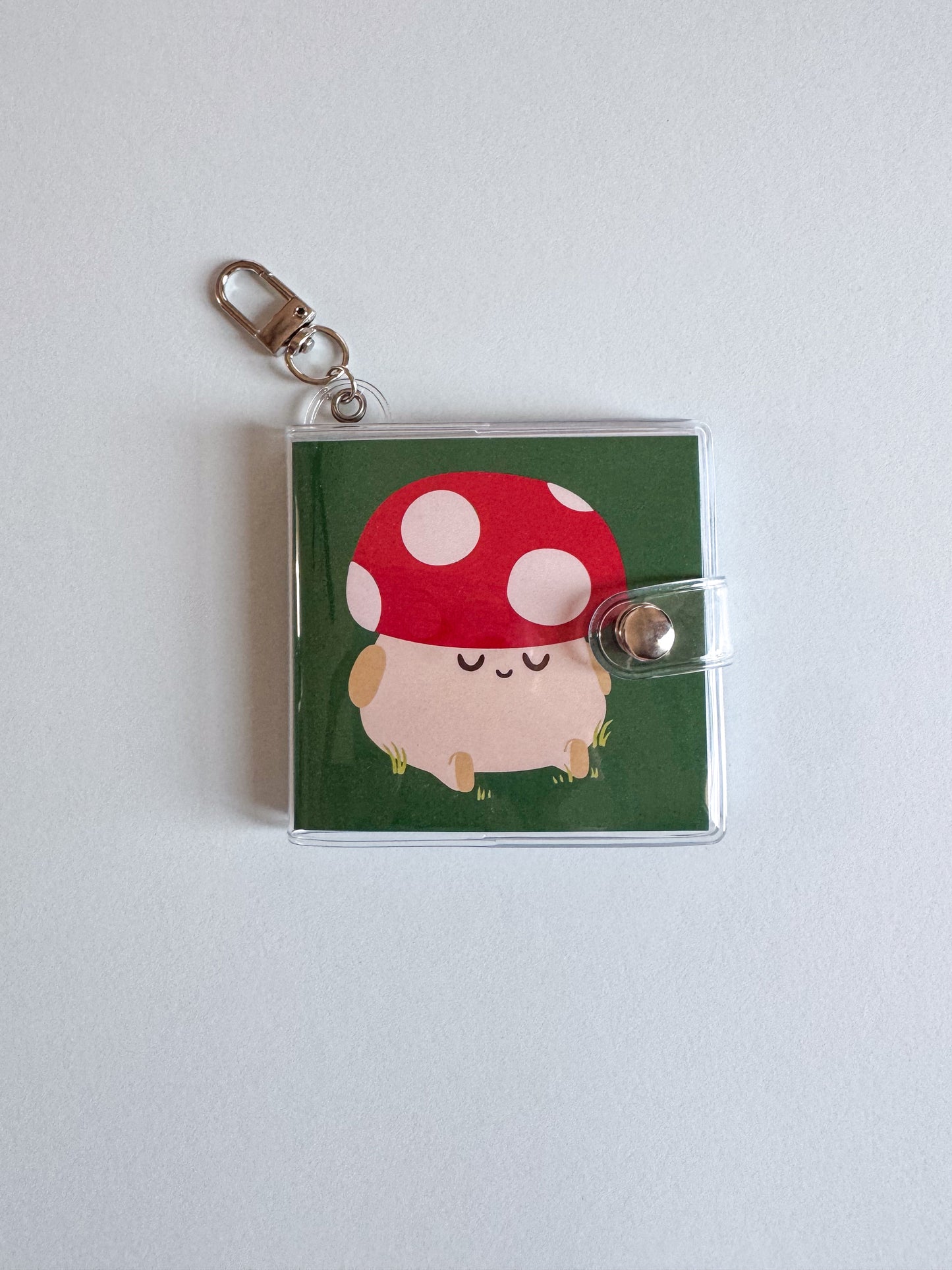 Mini Notebook Bag Charm Keychain - Mushroom (Food, Cute, Smiley)
