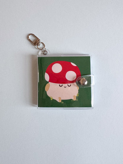 Mini Notebook Bag Charm Keychain - Mushroom (Food, Cute, Smiley)
