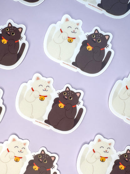 Vinyl Sticker-Maneki Neko Lucky Cats (Cats, Lucky, Asian)