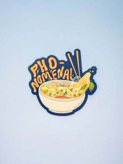 Vinyl Sticker-Pho-nomenal (Food, Pho, Asian, Noodle, Pun)