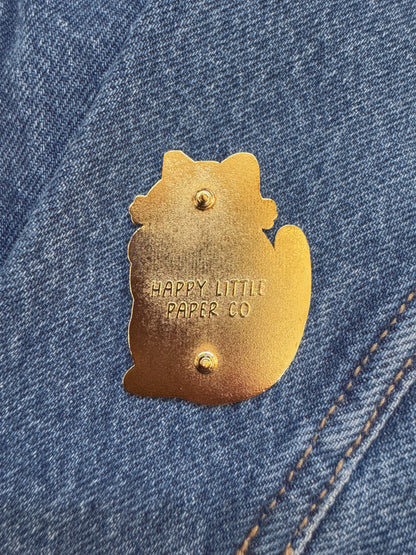 White Lucky Cat Enamel Pin